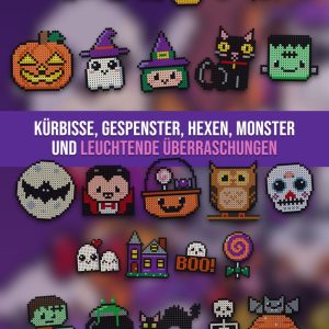 60 Halloween Bügelperlen Vorlagen – Kürbisse, Gespenster, Hexen und Monster