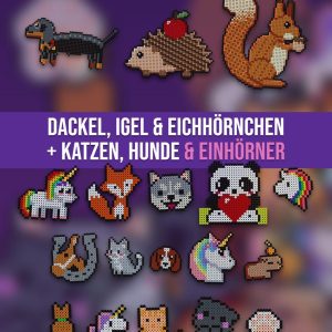 70+ Tier-Vorlagen für Bügelperlen – Dackel, Igel und Eichhörnchen plus Katzen, Hunde und Einhörner